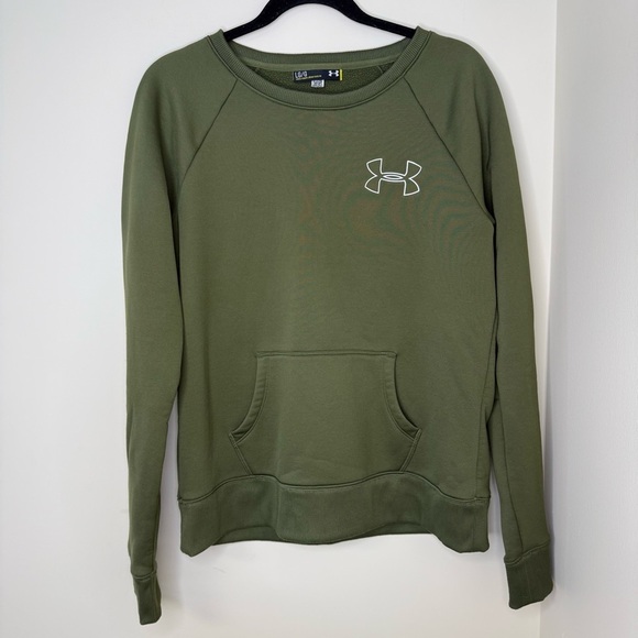 Under Armour Sweaters - Under Armour Fleece Crewneck Sweatshirt | Army Green Large | UA Logo Pullover